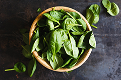 Vitamin E is a fat soluble vitamin that is common in a range of plant-based foods such as spinach.
