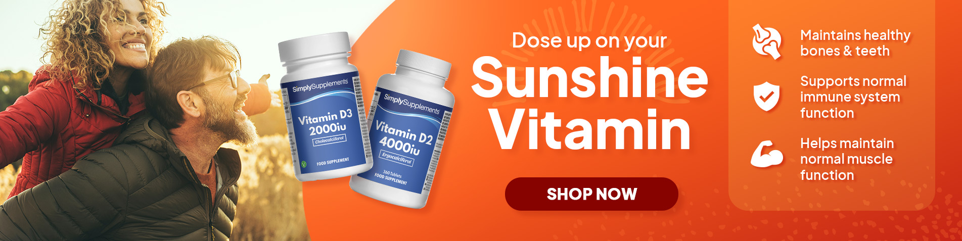 Dose up on your Sunshine Vitamin. Shop now our Vitamin D Range.