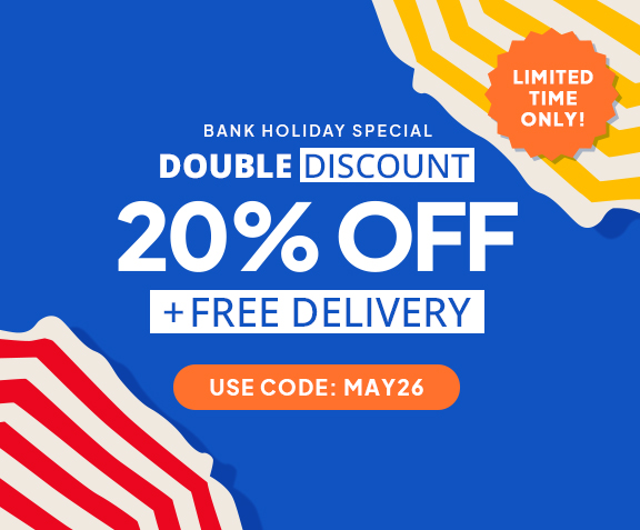 BANK HOLIDAY EXCLUSIVE | 20% off everything and free delivery | Use Code: MAY26