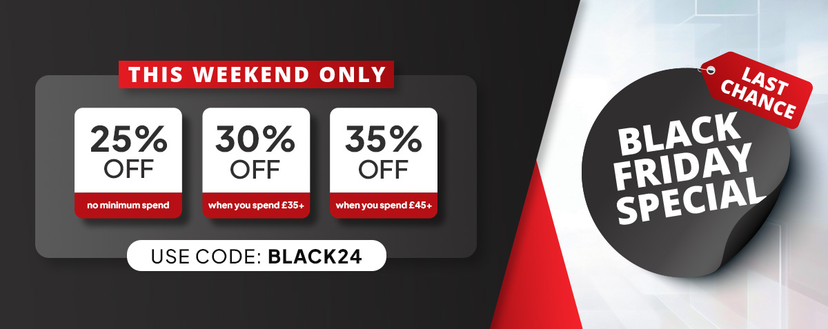 Black Friday Weekend - 25% off no minimum spend or 30% off when you spend £35 or 35% off when you spend £45+. Use code: BLACK24