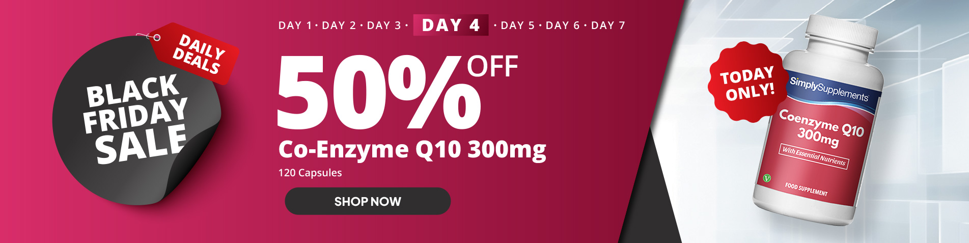 Black Friday Daily Deals: 50% off Co-Enzyme Q10 300mg 