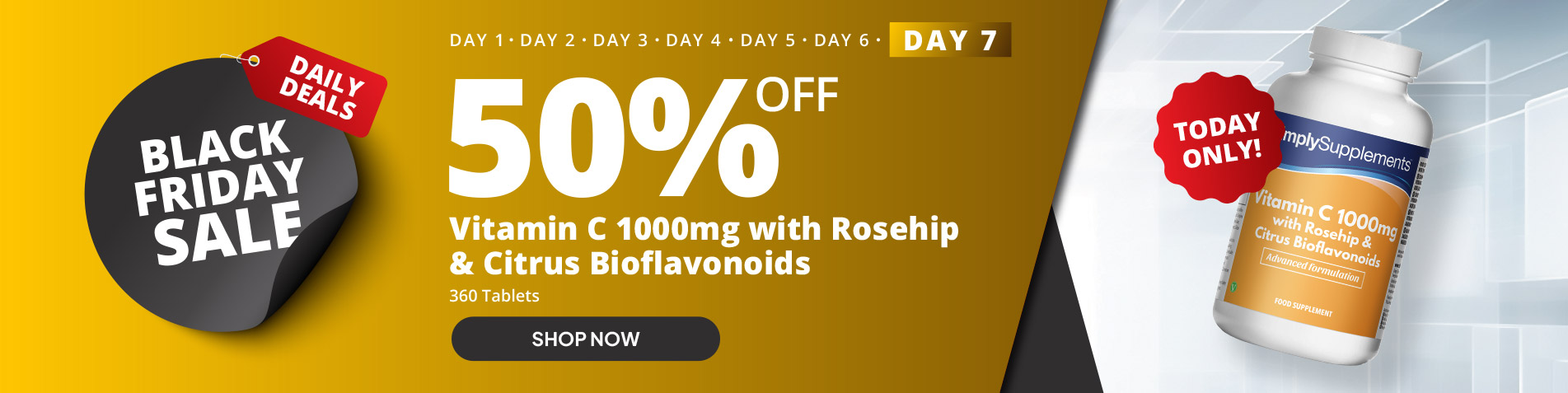 Black Friday Daily Deals: 50% off Vitamin C 1000mg with Rosehip & Citrus Bioflavonoids