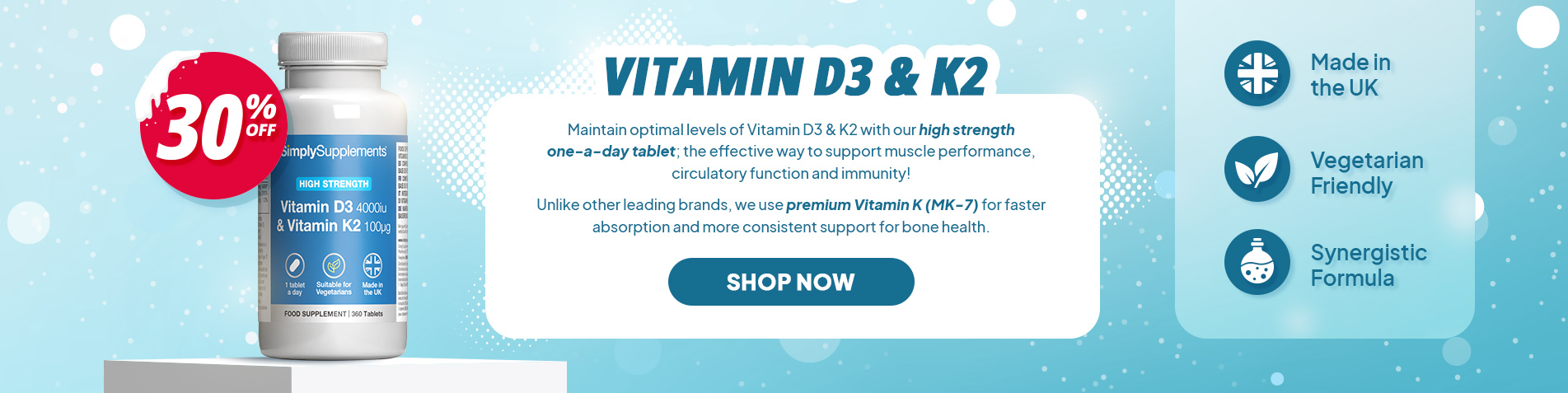 30% off Vitamin D3 & K2