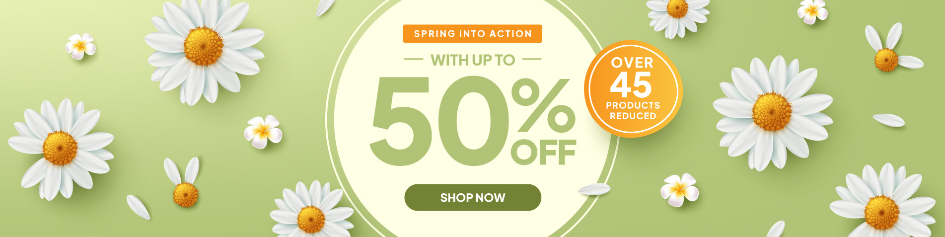 Spring into action - with up to 50% off - over 45 products reduced.