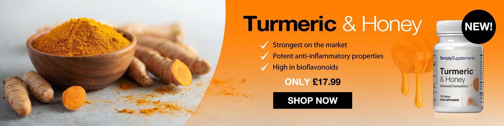 NEW: Turmeric and Honey Supplement. SHOP NOW