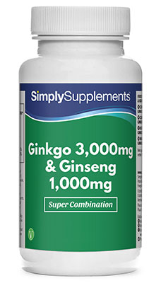 Simply Supplements Ginkgo Biloba 3000mg Korean Ginseng 1000mg (360 Tablets)