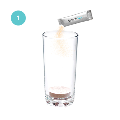 Tip one sachet into a glass.